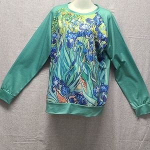 Vincent Van Gogh "Irises"  LS Sweatshirt (Size 2x) GUC
